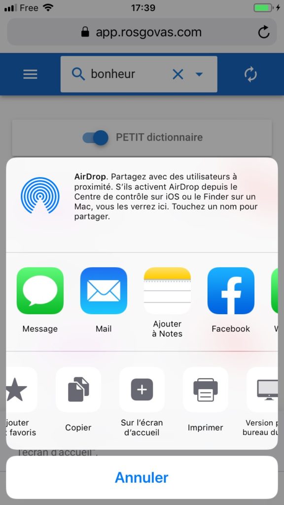 App Rosgovas sur Iphone : séléctionnez Sur l'écran d'accueil App Rosgovas sur Iphone : séléctionnez Sur l'écran d'accueil